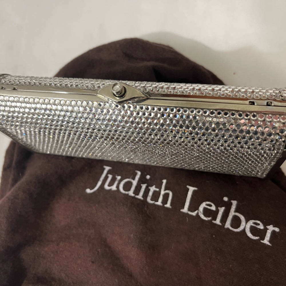 Judith Lieber Mini Minaudiere Swarovski Crystal-Embellished Silver Clutch